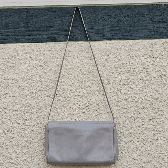Stuart Weitzman vintage 80s gray leather shoulder bag with exotic detail - Picture 3 of 13